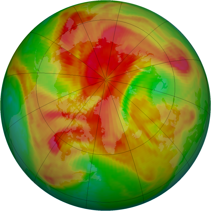 Arctic ozone map for 07 April 1989